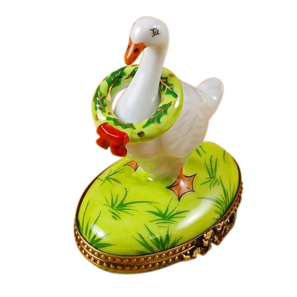 Goose With Spring & Christmas Wreaths Limoges Box by Rochard™-Limoges Box-Rochard-Top Notch Gift Shop