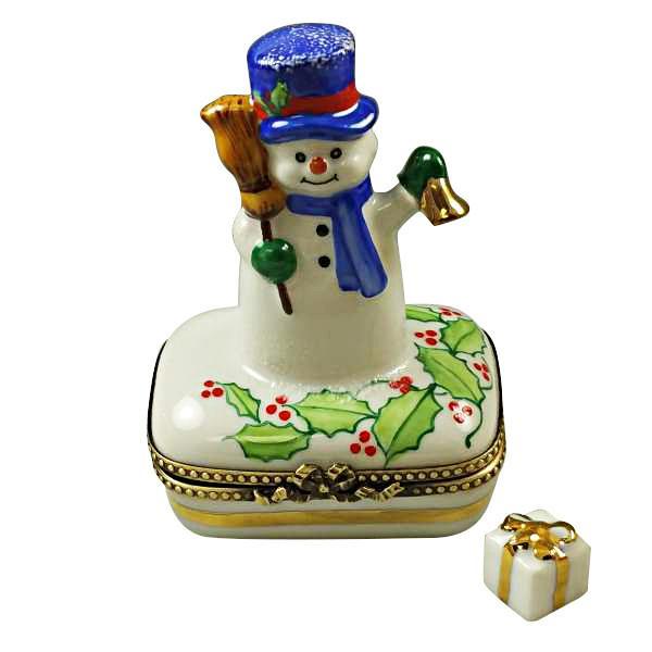 Snowman with Blue Scarf Limoges Box by Rochard™-Limoges Box-Rochard-Top Notch Gift Shop