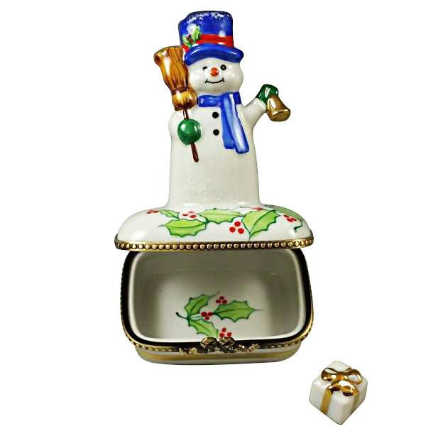 Snowman with Blue Scarf Limoges Box by Rochard™-Limoges Box-Rochard-Top Notch Gift Shop