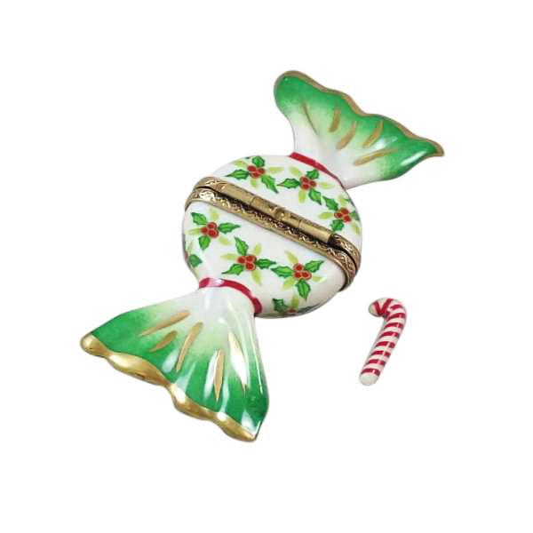 Holly Candy with Candy Cane Limoges Box by Rochard™-Limoges Box-Rochard-Top Notch Gift Shop