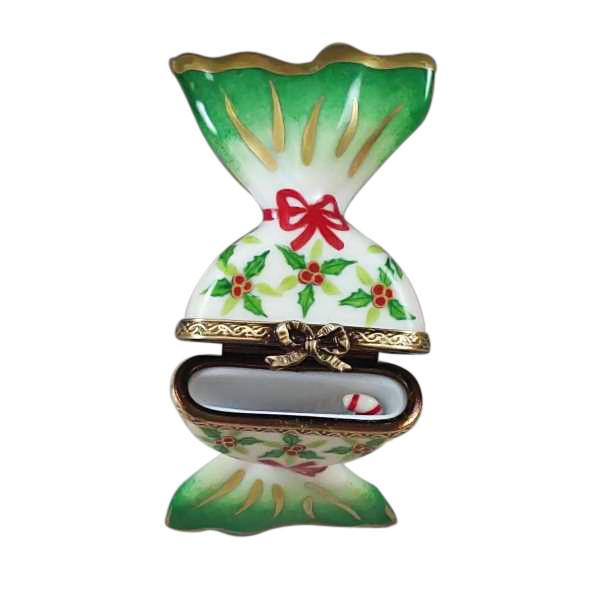 Holly Candy with Candy Cane Limoges Box by Rochard™-Limoges Box-Rochard-Top Notch Gift Shop