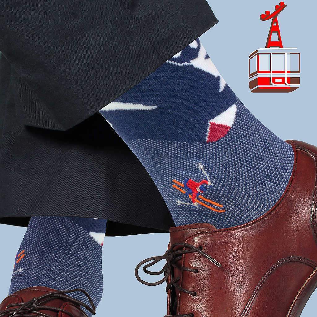 Ski Bum - Men's Mid Calf Cotton Blend Socks-Socks-Soxfords-Top Notch Gift Shop