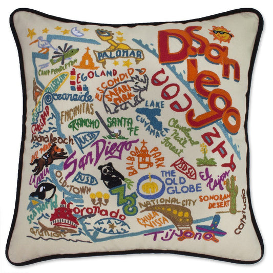 San Diego Embroidered CatStudio Pillow-Pillow-CatStudio-Top Notch Gift Shop