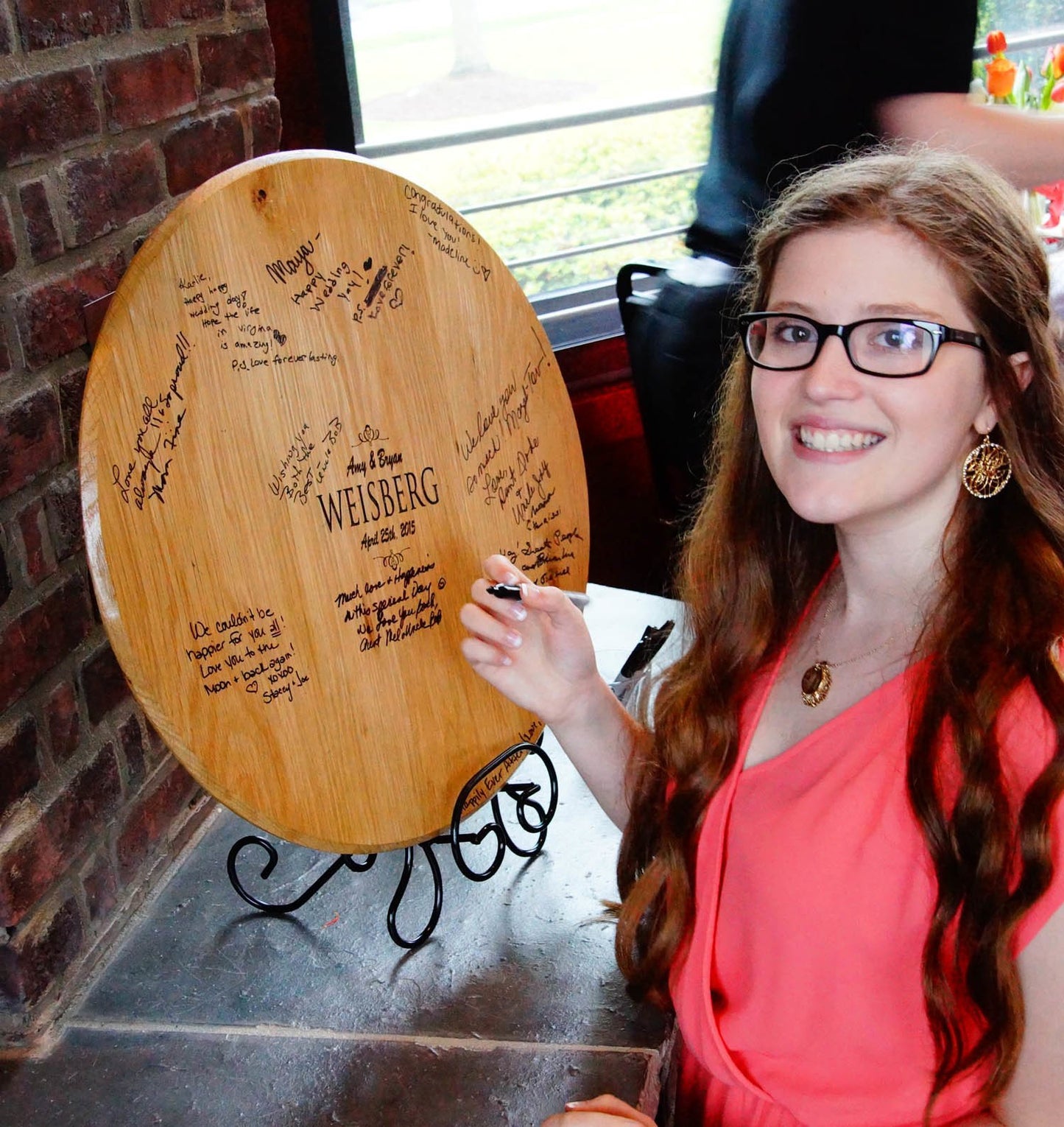 Wedding Signature Barrel Head with Iron Stand - Personalized-Barrel Head-1000 Oaks Barrel-Top Notch Gift Shop