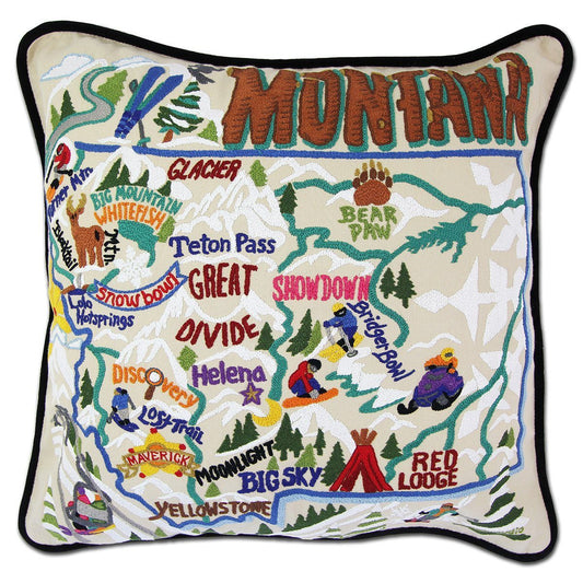 Ski Montana Embroidered CatStudio Pillow-Pillow-CatStudio-Top Notch Gift Shop