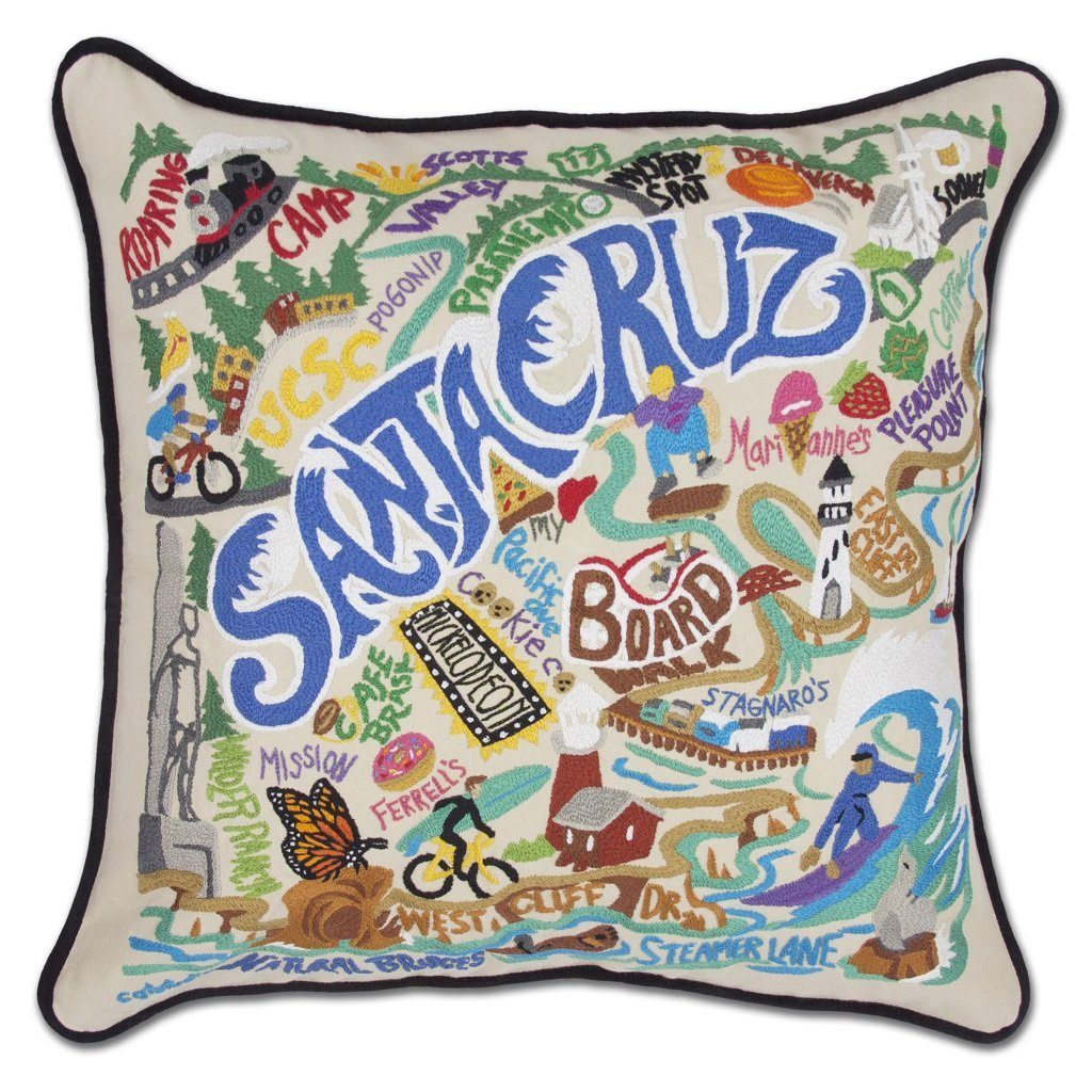 Santa Cruz Embroidered CatStudio Pillow-Pillow-CatStudio-Top Notch Gift Shop