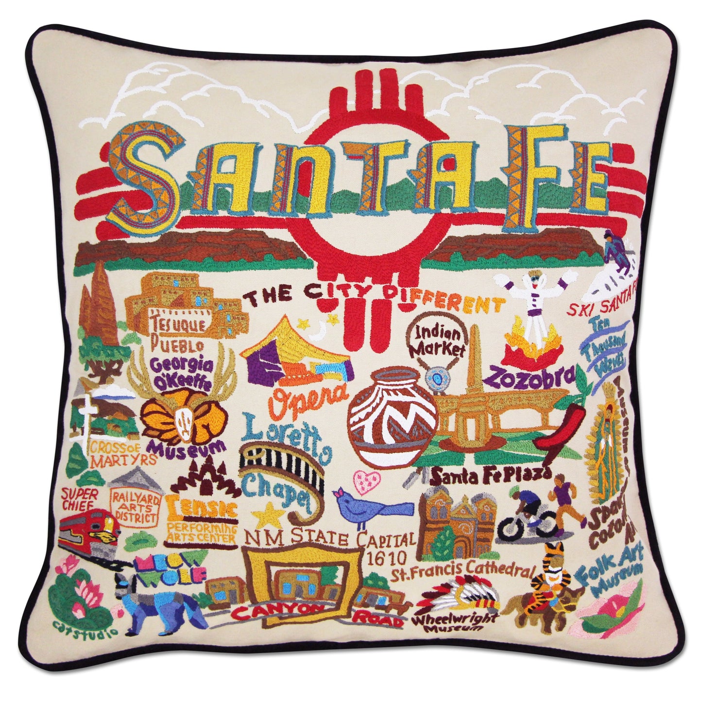 Santa Fe Embroidered CatStudio Pillow-Pillow-CatStudio-Top Notch Gift Shop