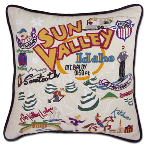 Ski Sun Valley Hand Embroidered CatStudio Pillow-Pillow-CatStudio-Top Notch Gift Shop