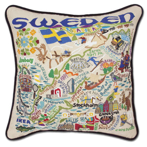 Sweden Hand Embroidered CatStudio Pillow-Pillow-CatStudio-Top Notch Gift Shop