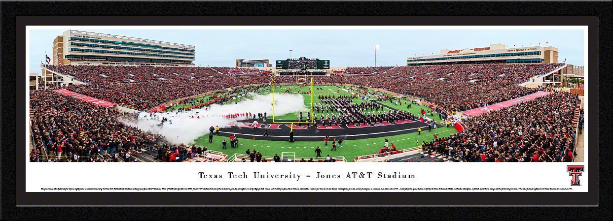 Texas Tech Football - "50 Yard Line" Panorama Framed Print-Print-Blakeway Worldwide Panoramas, Inc.-Top Notch Gift Shop