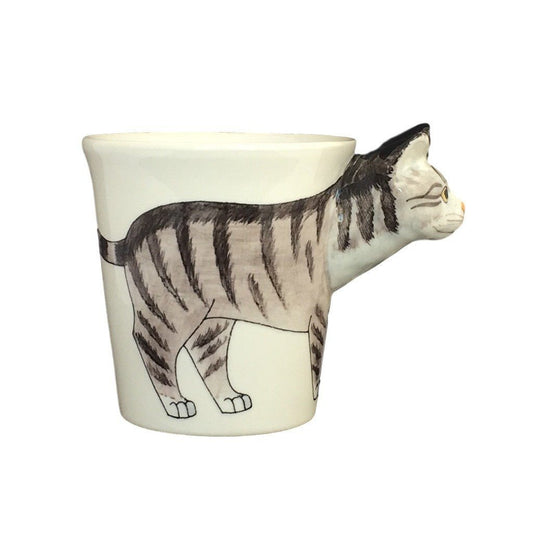 Gray Tabby Cat Hand Painted Coffee Mug-Mug-Sea Island-Top Notch Gift Shop