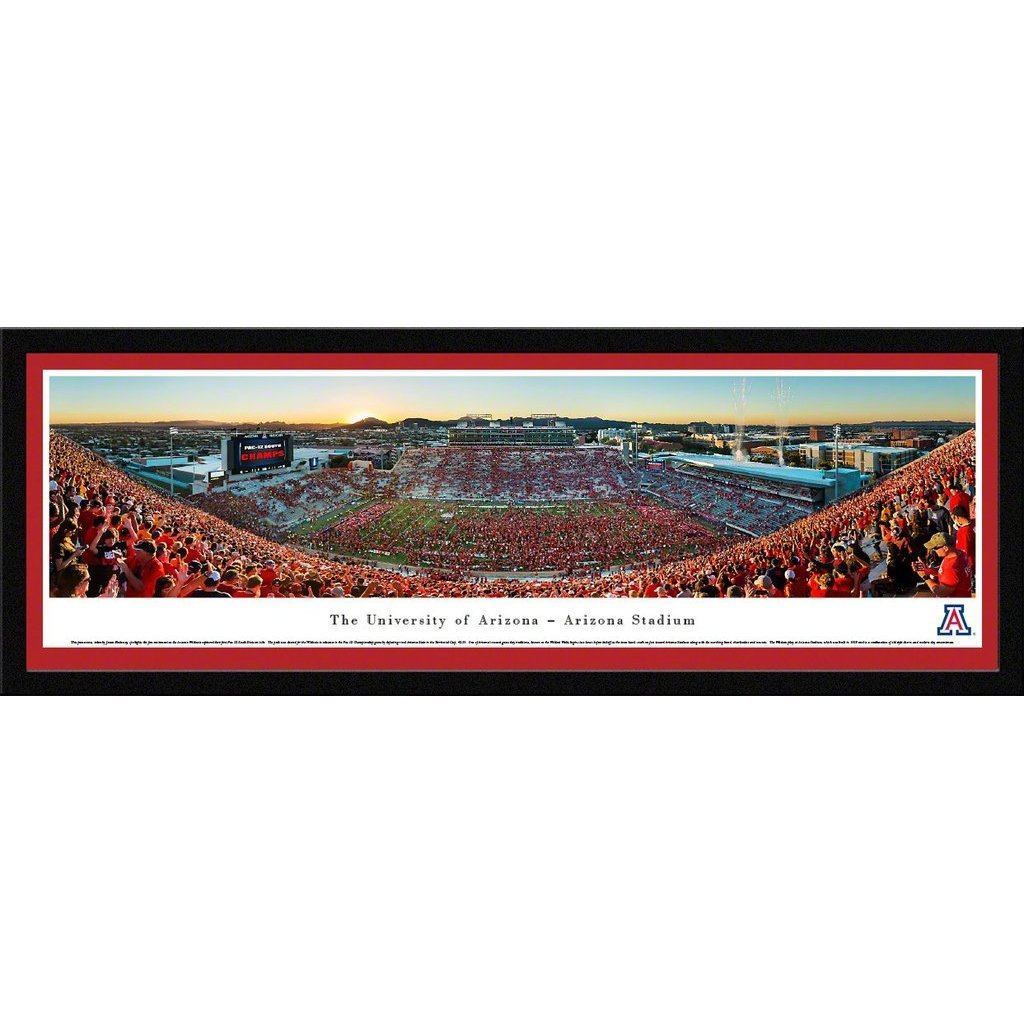 Arizona Wildcats Football Stadium "Stripe" Panorama Framed Print-Print-Blakeway Worldwide Panoramas, Inc.-Top Notch Gift Shop