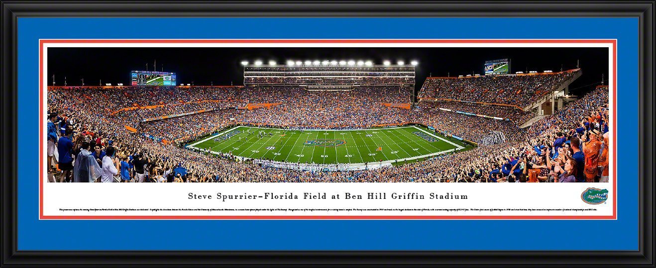 Florida Gators Football - "Stadium 50 Yard Line" Panorama Framed Print-Print-Blakeway Worldwide Panoramas, Inc.-Top Notch Gift Shop