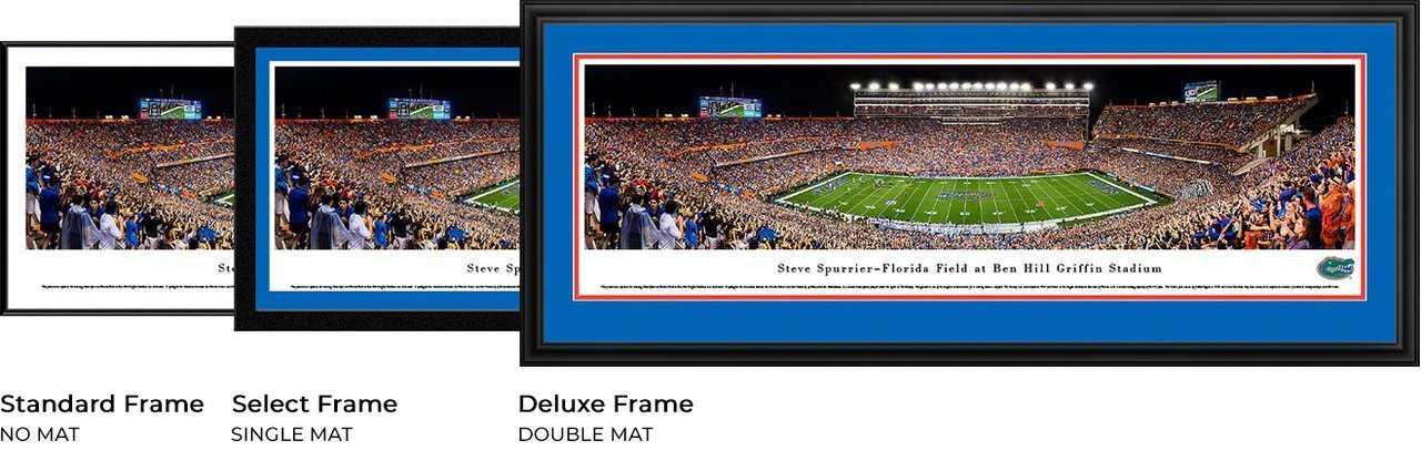 Florida Gators Football - "Stadium 50 Yard Line" Panorama Framed Print-Print-Blakeway Worldwide Panoramas, Inc.-Top Notch Gift Shop