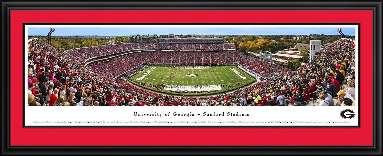 Georgia Football - 50 Yard Line Panorama Framed Print-Print-Blakeway Worldwide Panoramas, Inc.-Top Notch Gift Shop