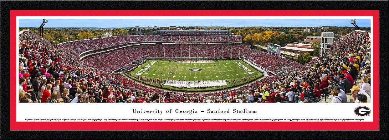 Georgia Football - 50 Yard Line Panorama Framed Print-Print-Blakeway Worldwide Panoramas, Inc.-Top Notch Gift Shop