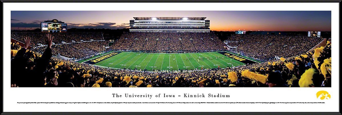 Iowa Football - "Stadium 50 Yard Line" Panorama Framed Print-Print-Blakeway Worldwide Panoramas, Inc.-Top Notch Gift Shop