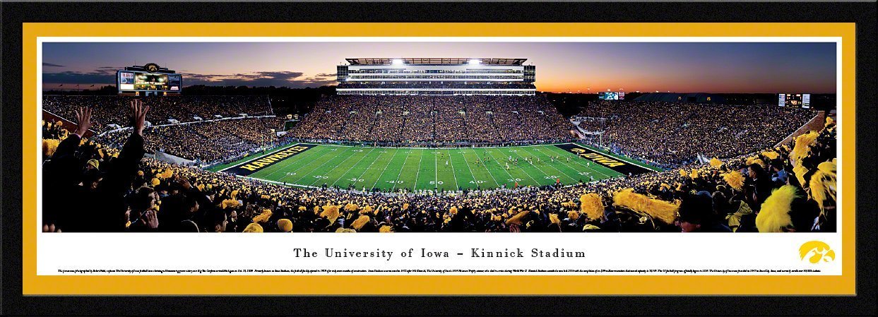 Iowa Football - "Stadium 50 Yard Line" Panorama Framed Print-Print-Blakeway Worldwide Panoramas, Inc.-Top Notch Gift Shop