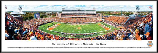 Illinois Football - "Stadium 50 Yard Line" Panorama Framed Print-Print-Blakeway Worldwide Panoramas, Inc.-Top Notch Gift Shop