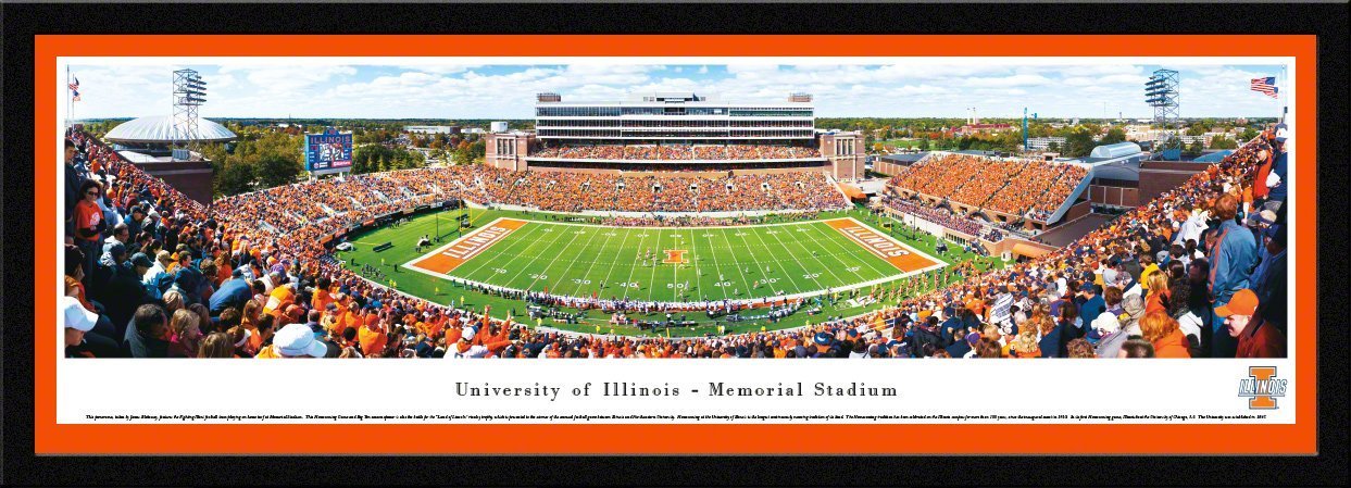 Illinois Football - "Stadium 50 Yard Line" Panorama Framed Print-Print-Blakeway Worldwide Panoramas, Inc.-Top Notch Gift Shop