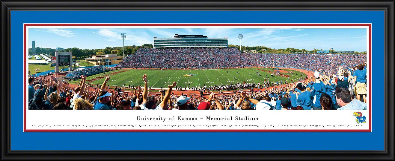 Kansas Football - "Stadium 50 Yard Line" Panorama Framed Print-Print-Blakeway Worldwide Panoramas, Inc.-Top Notch Gift Shop