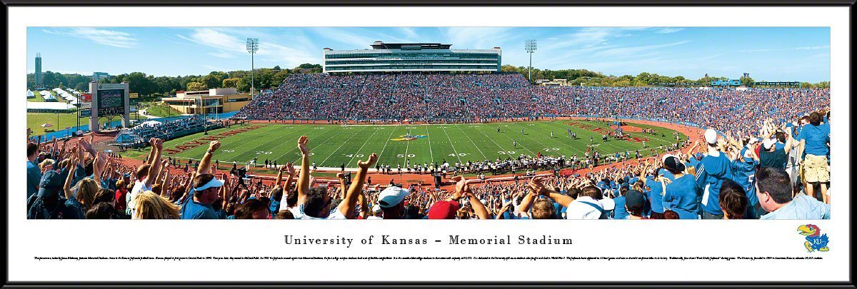 Kansas Football - "Stadium 50 Yard Line" Panorama Framed Print-Print-Blakeway Worldwide Panoramas, Inc.-Top Notch Gift Shop