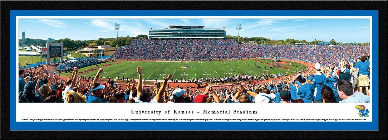 Kansas Football - "Stadium 50 Yard Line" Panorama Framed Print-Print-Blakeway Worldwide Panoramas, Inc.-Top Notch Gift Shop