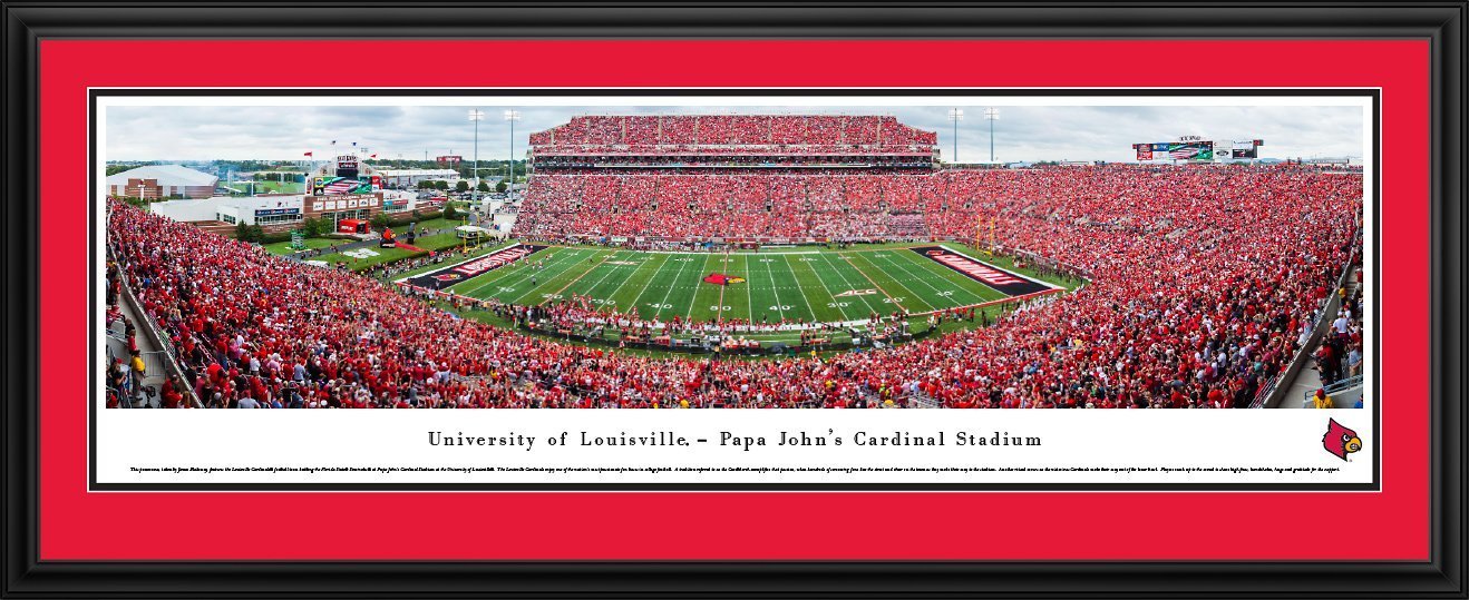 Louisville Football - "Stadium 50 Yard Line" Panorama Framed Print-Print-Blakeway Worldwide Panoramas, Inc.-Top Notch Gift Shop