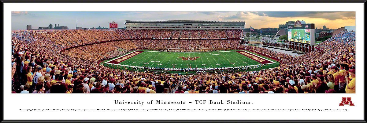 Minnesota Football - "Stadium 50 Yard Line" Panorama Framed Print-Print-Blakeway Worldwide Panoramas, Inc.-Top Notch Gift Shop