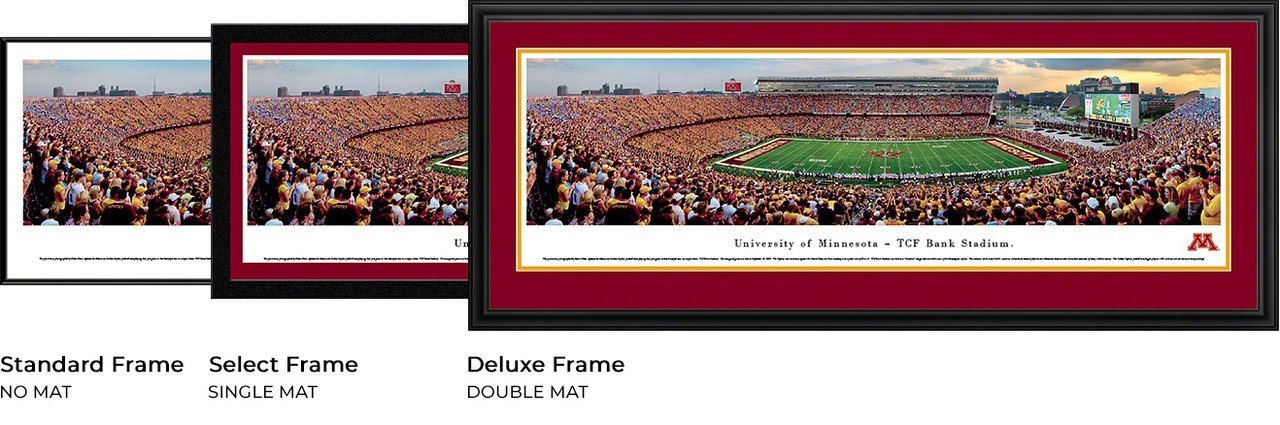 Minnesota Football - "Stadium 50 Yard Line" Panorama Framed Print-Print-Blakeway Worldwide Panoramas, Inc.-Top Notch Gift Shop