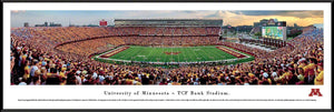 Minnesota Football - "Stadium 50 Yard Line" Panorama Framed Print-Print-Blakeway Worldwide Panoramas, Inc.-Top Notch Gift Shop