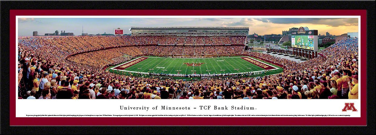 Minnesota Football - "Stadium 50 Yard Line" Panorama Framed Print-Print-Blakeway Worldwide Panoramas, Inc.-Top Notch Gift Shop