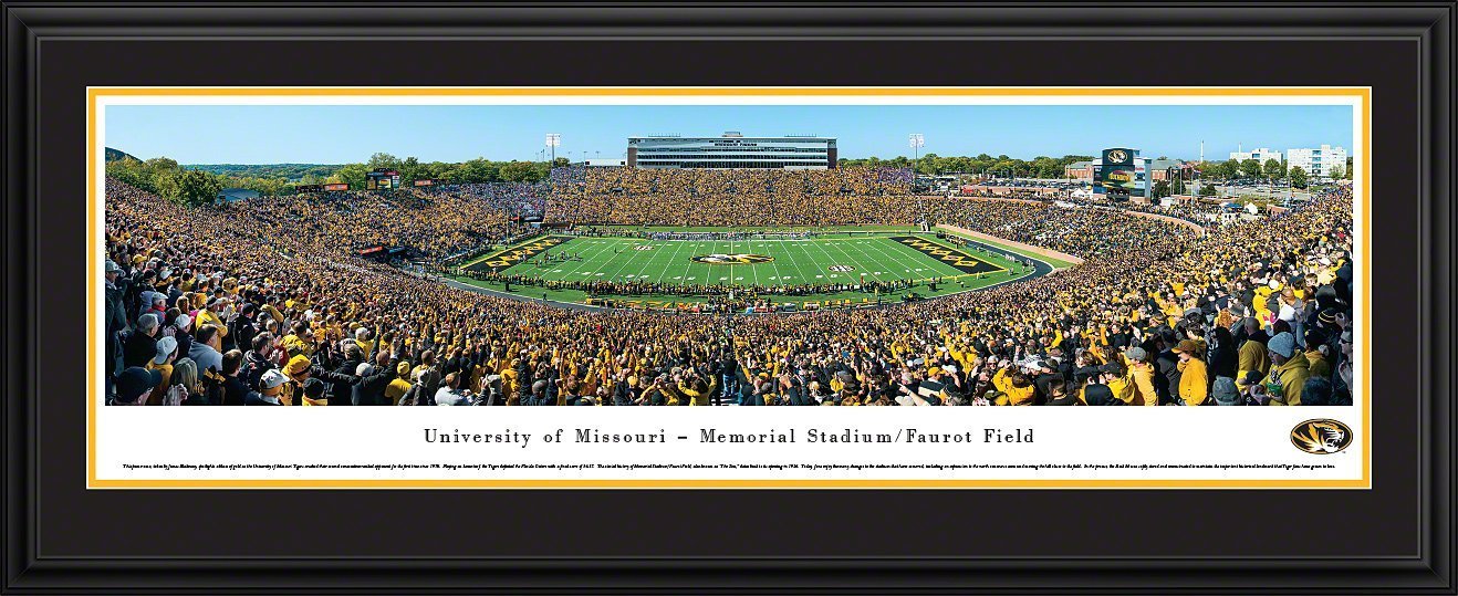 Missouri Football - "Stadium 50 Yard Line" Panorama Framed Print-Print-Blakeway Worldwide Panoramas, Inc.-Top Notch Gift Shop