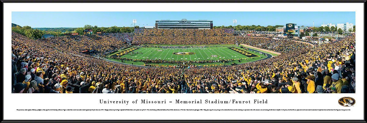 Missouri Football - "Stadium 50 Yard Line" Panorama Framed Print-Print-Blakeway Worldwide Panoramas, Inc.-Top Notch Gift Shop