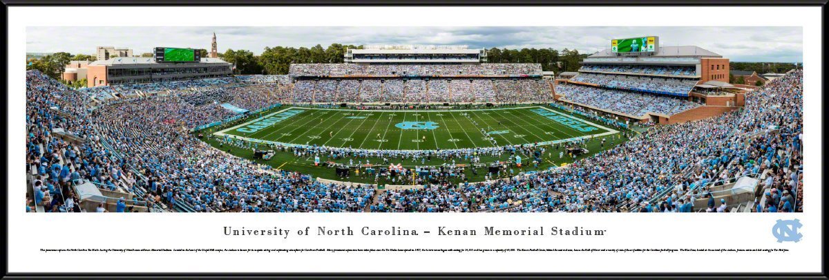 North Carolina Football - "Stadium 50 Yard Line" Panorama Framed Print-Print-Blakeway Worldwide Panoramas, Inc.-Top Notch Gift Shop