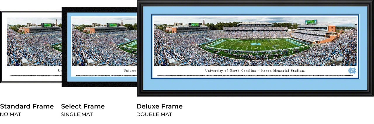 North Carolina Football - "Stadium 50 Yard Line" Panorama Framed Print-Print-Blakeway Worldwide Panoramas, Inc.-Top Notch Gift Shop