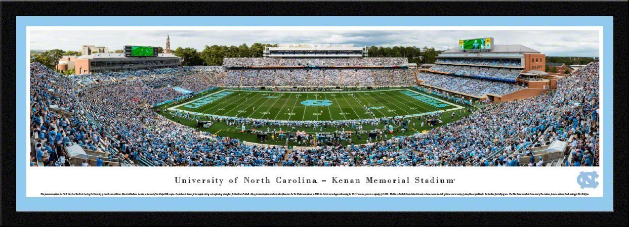 North Carolina Football - "Stadium 50 Yard Line" Panorama Framed Print-Print-Blakeway Worldwide Panoramas, Inc.-Top Notch Gift Shop