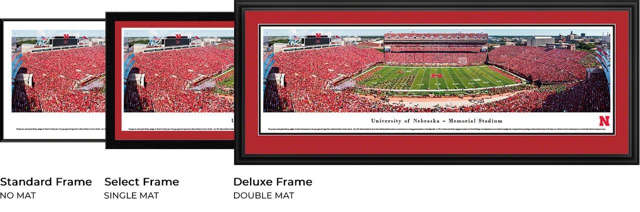 Nebraska Football - "Stadium 50 Yard Line" Panorama Framed Print-Print-Blakeway Worldwide Panoramas, Inc.-Top Notch Gift Shop