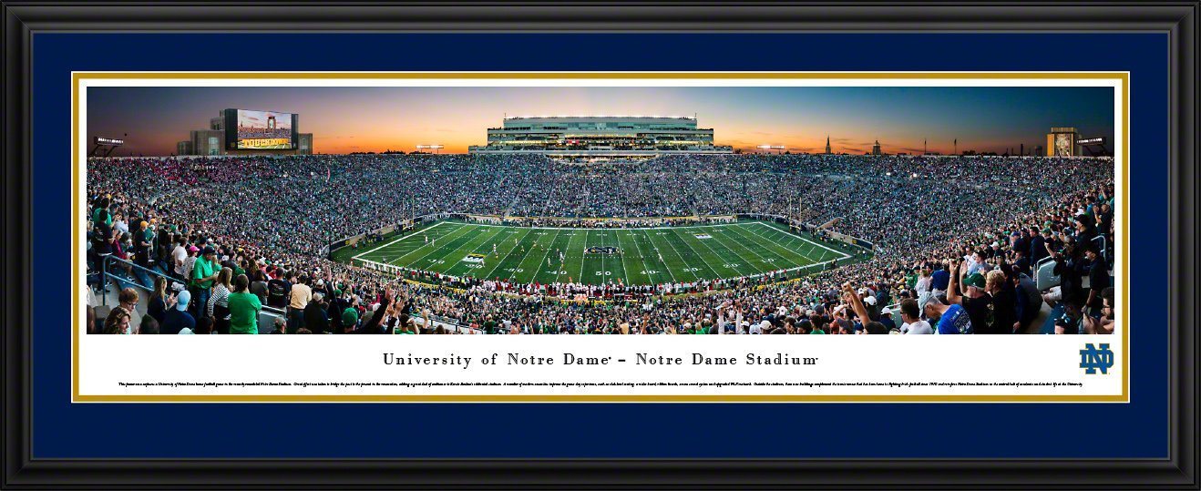 Notre Dame Football - "Stadium 50 Yard Line" Panorama Framed Print-Print-Blakeway Worldwide Panoramas, Inc.-Top Notch Gift Shop