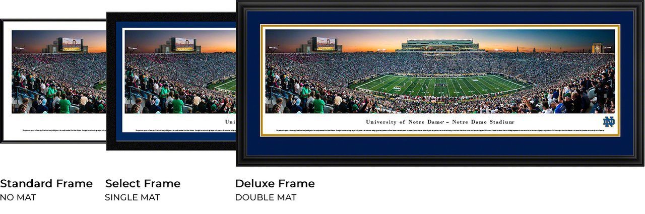 Notre Dame Football - "Stadium 50 Yard Line" Panorama Framed Print-Print-Blakeway Worldwide Panoramas, Inc.-Top Notch Gift Shop