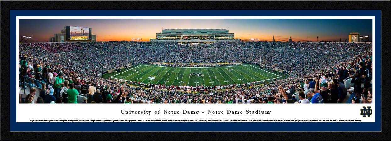 Notre Dame Football - "Stadium 50 Yard Line" Panorama Framed Print-Print-Blakeway Worldwide Panoramas, Inc.-Top Notch Gift Shop