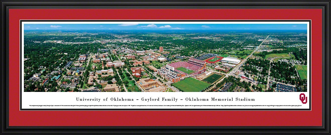 Oklahoma Football - "Stadium 50 Yard Line" Panorama Framed Print-Print-Blakeway Worldwide Panoramas, Inc.-Top Notch Gift Shop