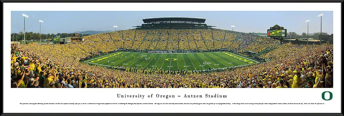 Oregon Football - "Stadium 50 Yard Line" Panorama Framed Print-Print-Blakeway Worldwide Panoramas, Inc.-Top Notch Gift Shop