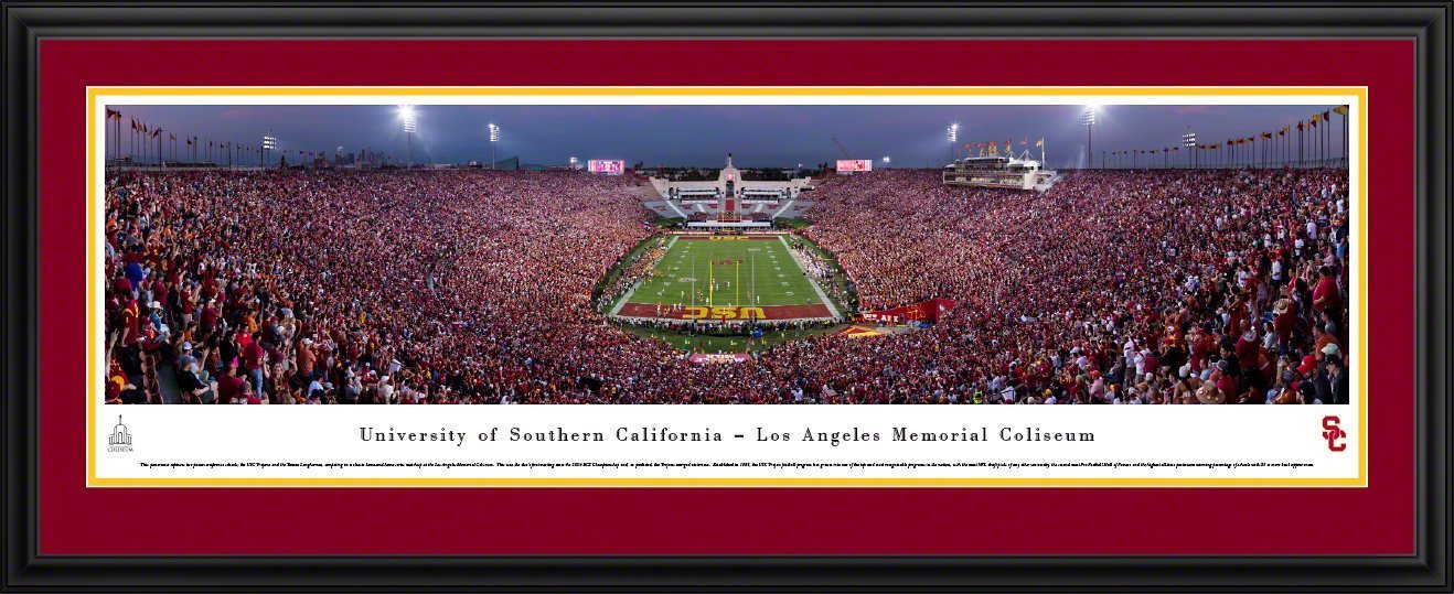 USC Trojans Football - "End Zone" Panorama Framed Print-Print-Blakeway Worldwide Panoramas, Inc.-Top Notch Gift Shop