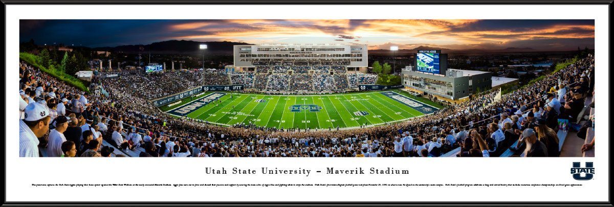 Utah State Football - "50 Yard Line" Panorama Framed Print-Print-Blakeway Worldwide Panoramas, Inc.-Top Notch Gift Shop