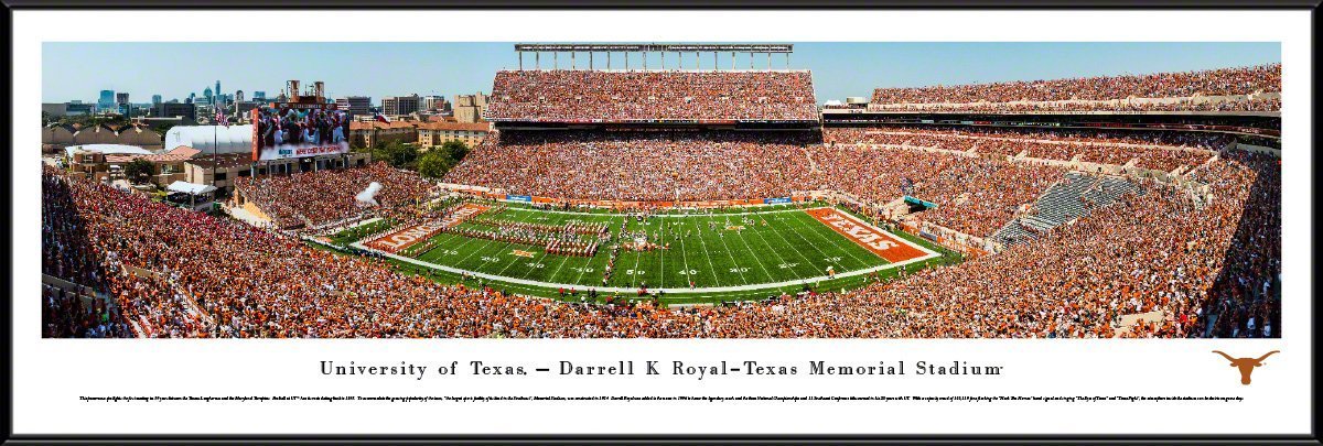 Texas Football - "50 Yard Line" Panorama Framed Print-Print-Blakeway Worldwide Panoramas, Inc.-Top Notch Gift Shop