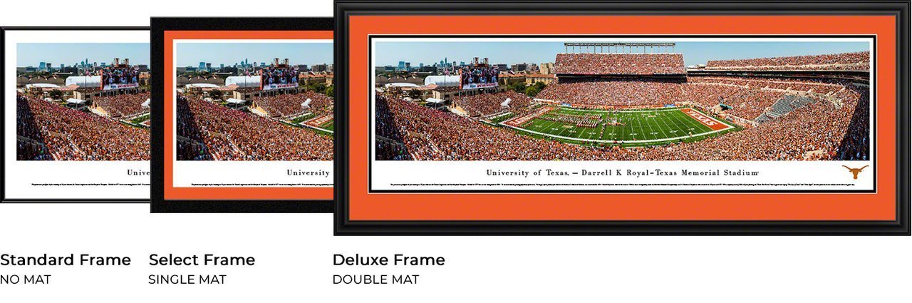 Texas Football - "50 Yard Line" Panorama Framed Print-Print-Blakeway Worldwide Panoramas, Inc.-Top Notch Gift Shop