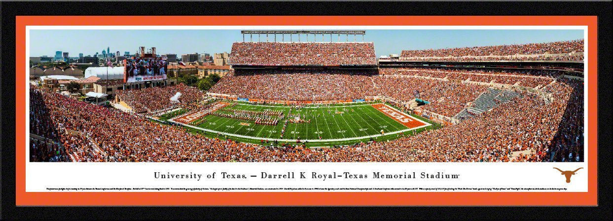 Texas Football - "50 Yard Line" Panorama Framed Print-Print-Blakeway Worldwide Panoramas, Inc.-Top Notch Gift Shop