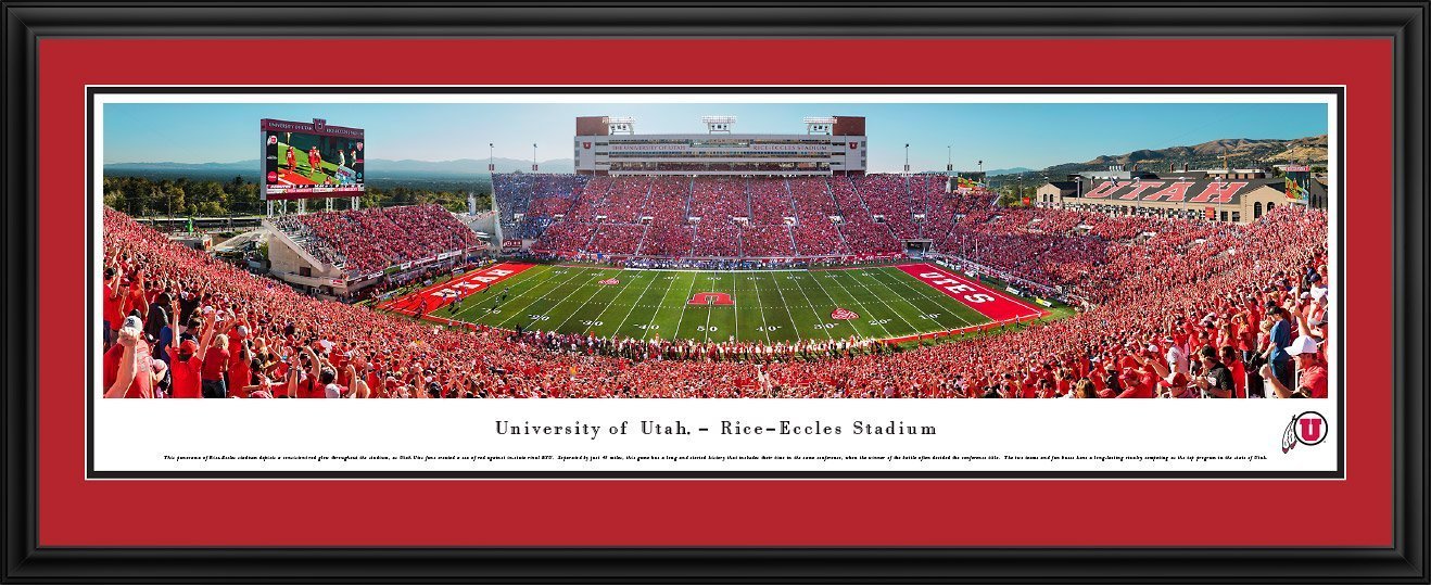 Utah Football - "50 Yard Line" Panorama Framed Print-Print-Blakeway Worldwide Panoramas, Inc.-Top Notch Gift Shop