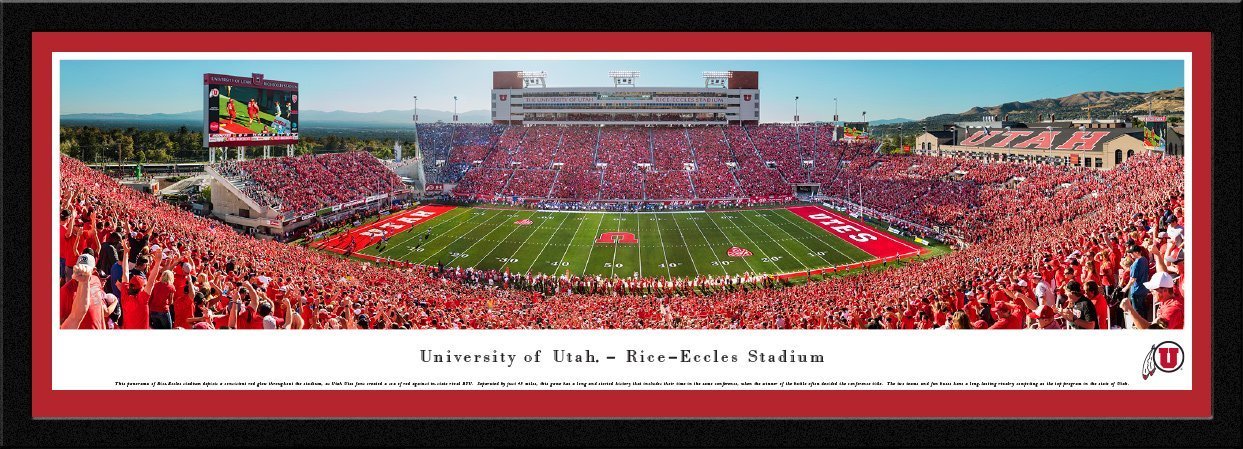 Utah Football - "50 Yard Line" Panorama Framed Print-Print-Blakeway Worldwide Panoramas, Inc.-Top Notch Gift Shop